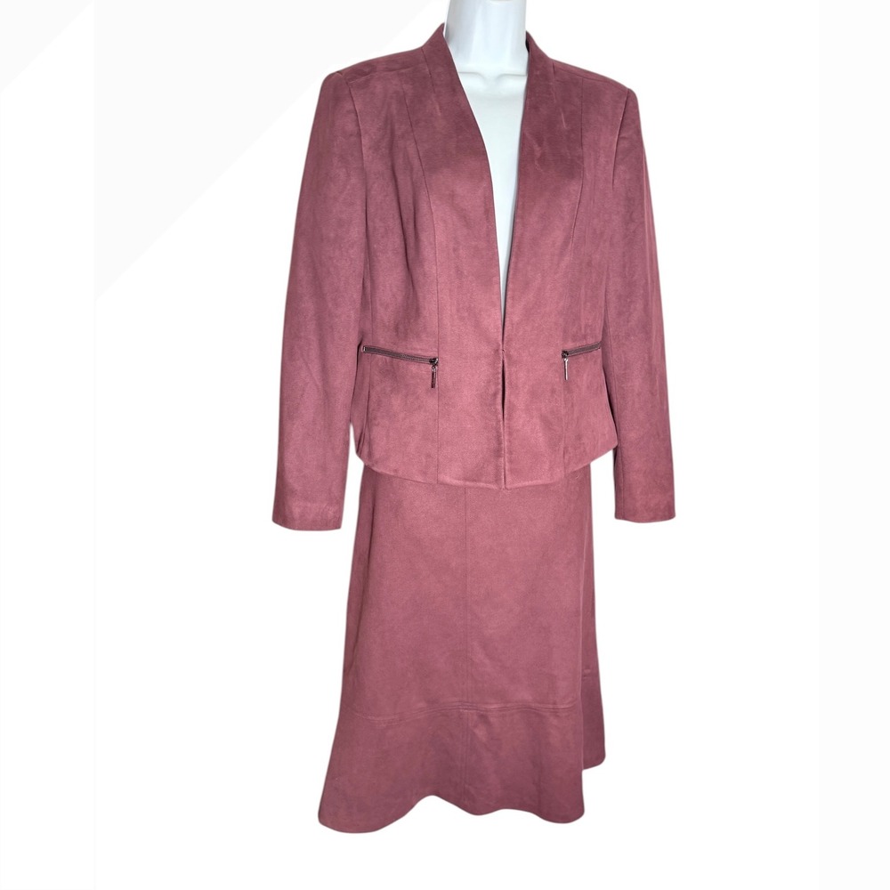 Kasper Skirt‎ Suit Size 6 Dusty Rose Faux Suede Set PERFECT 🩷🩷🩷